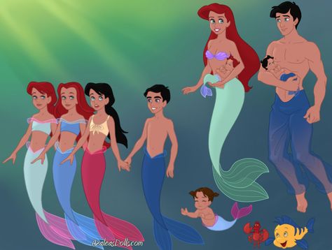 Ariels big family Disney Princesses As Mermaids, Ichigo Kurosaki Wallpaper, House Florida, Disney Theory, House Simple, Disney Princess Artwork, House Farmhouse, Disney Princess Fan Art, Cute Disney Drawings