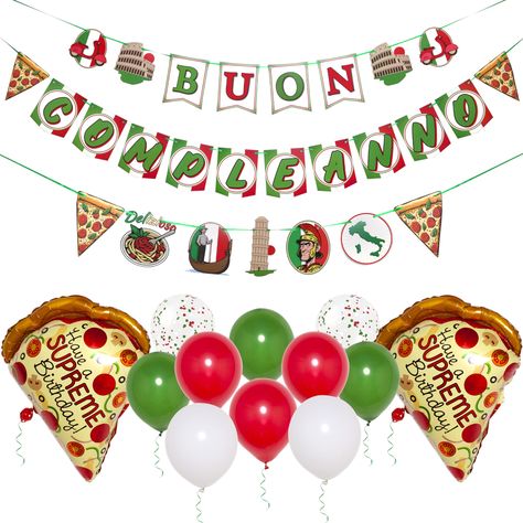 PRICES MAY VARY. CELEBRATE IN TRUE ITALIAN STYLE! Bring the spirit of Italy to your party with our EXCLUSIVE Italian flag-themed Buon Compleanno banner and colorful balloons. Perfect for an unforgettable pizza party celebration, italian birthday or an elegant Italian dinner party. ALL-IN-ONE, Italian Elegance: Setup a unique Italian celebration with our exclusive "Buon Compleanno" birthday set! Included is a 6.6ft Italian flag banner, 8x italian flags balloons color 12", 2x confetti balloon 12"s Italian Themed 1st Birthday Party, Italian 1st Birthday Party, Elegant Italian Dinner Party, Italy Party Decorations, Italian First Birthday Party, Italian Party Theme, Italian Birthday Party, Little Italy Party, Italian Party Decorations