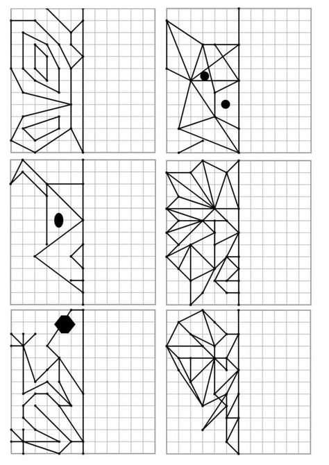 Visual Perception Activities, Art Worksheets, Graph Paper Art, Math Art, Math For Kids, Preschool Kids, Elementary Art, Teaching Art, Math Worksheets