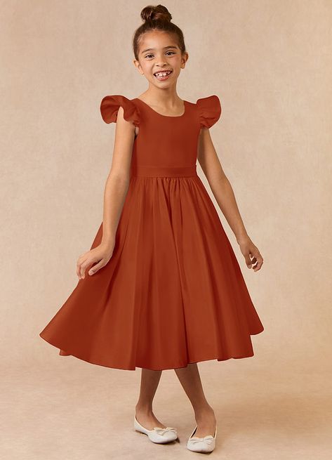 AZAZIE VIOLETA FLOWER GIRL DRESS - Flower Girl Dresses Terracotta Flower Girl Dress, Satin Flower Girl Dresses, Fall Flower Girl Dresses, Satin Ballgown, Tea Length Flower Girl Dress, Ballgown Dress, Girls Fall Dresses, Satin Flower Girl Dress, Wedding Fall