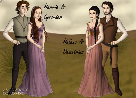 Hermia-Lysander and Helena-Demetrius by moh0802.deviantart.com on @DeviantArt Helena Midsummer Night's Dream, Quote About Him, Finn X Poe, Bachelorette Quotes, Midnight Summer Dream, Fairy Headpiece, Be More Chill Musical, Shakespeare In The Park, Midsummer Dream