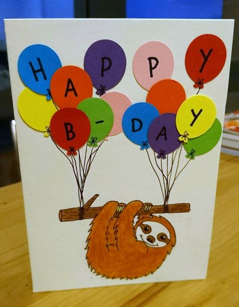 Sloth Birthday Cards Handmade, Sloth Birthday Card Diy, Sloth Cards Diy, Sloth Birthday Cards, Sloth Cards, Diy Sloth, Happy Birthday Cards Handmade, Sloth Birthday, Bedroom Lights