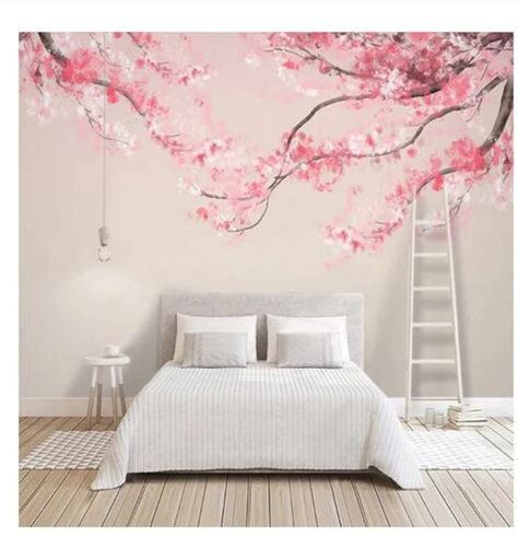 Custom Any Size Mural Wallpaper Hand Painted Chinese Style Ink Watercolor Cherry Blossoms Tree Decoration Painting Cherry Blossom Bedroom, Tree Wallpaper Mural, Wallpaper Store, Cherry Blossom Wallpaper, Tree Wall Murals, Wallpaper Stores, Chinoiserie Wallpaper, Custom Murals, Pink Cherry