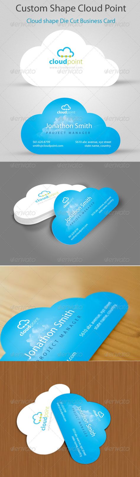 Cloud Point Custom Shape Die cut Business Card - Creative Business Cards Cloud Business Card, Tag Shapes, Cloud Names, Die Cut Business Cards, Creative Business Cards, Transaction Coordinator, Unique Business Cards Design, Cloud Server, Card Creative