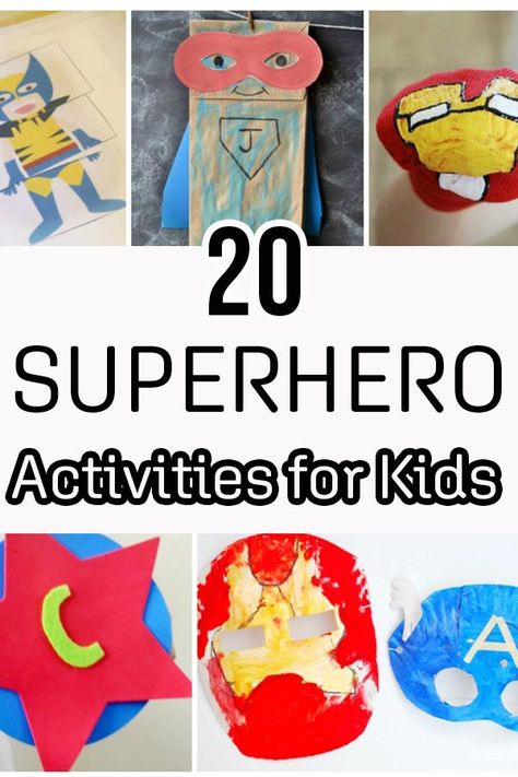 Do your kids LOVE superheroes? This list is full of fun superhero activities for kids. There are kids crafts, art projects, printables, learning activities, and games. Use these as indoor kids activities on rainy days or as part of a superhero birthday party. Fun superhero activity ideas for boys and for girls to do. Superhero Activities For Kids, Superhero Lesson Plans, Superhero Worksheets, Superhero Lessons, Superhero Preschool, Sensory Slime, Superhero Activities, Superhero Camp, Super Hero Activities