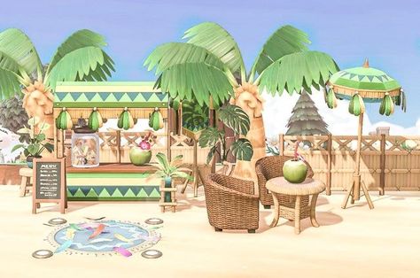 Acnh Festivale Designs, Beach Area Animal Crossing, Acnh Festivale, Tropicore Acnh, Acnh Tropical, Acnh Beach, Animal Crossing Wild World, Animal Crossing Characters, Tropical Animals