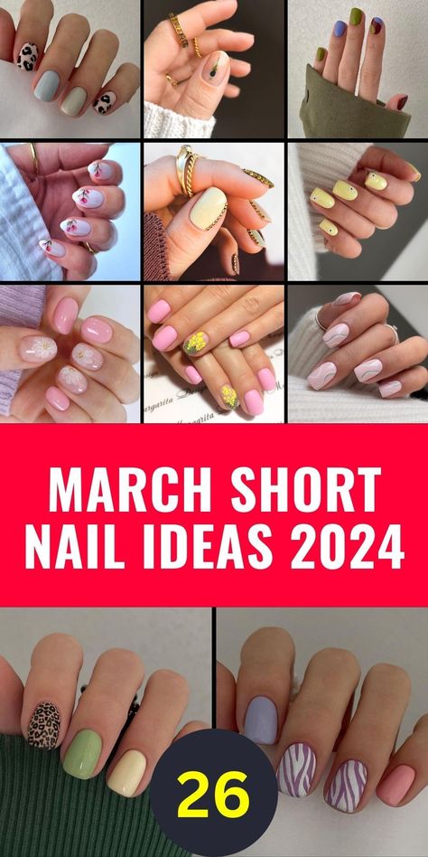 Revamp your style with these trendy march nails short 2024 ideas! Our Spring collection is bursting with colors 2024, from delicate pastels to bold and bright. Find your perfect match among our gel and acrylic options, and flaunt your fashionable square or short nails all season long! Spring Square Nails 2024, Spring Short Nails 2023 Gel, Match Nail Ideas, Short Spring Nails Ideas, March Nail Trends 2024, Gel Nails March 2024, Nails Acrylic March 2024, Trendy Nails March 2024, Spring Nails March