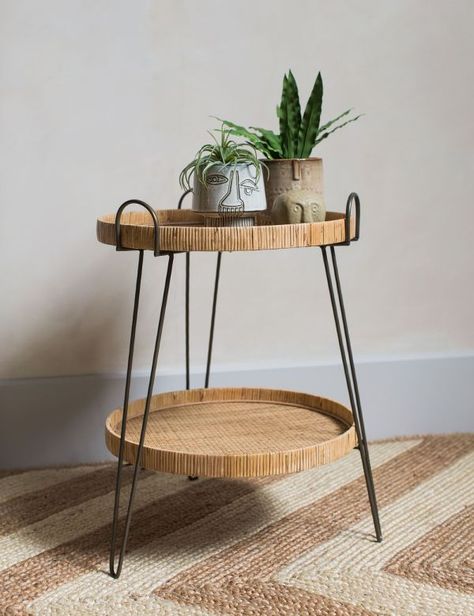 Stylish Side Tables - Vintage & Retro Side Tables | Rose & Grey Side Table Decor Living Room, Tafel Decor, Side Table Decor, Rattan Side Table, Table Decor Living Room, Door Entrance, Brass Side Table, Side Tables Bedroom, Farmhouse Front