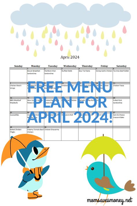 Keep stress in the kitchen to as minimal as possible with this monthly menu plan for April 2024. Includes printable meal plan calendar with 30 easy, family-friendly, homemade recipes the whole family will love. This done-for-you meal plan makes cooking family dinner and saving money easy! Get the free meal plan and printable calendar now. Meal Plan Calendar, Skillet Mac And Cheese, Plan Calendar, Monthly Meal Plan, Tomato Basil Chicken, Chicken Noodle Soup Crock Pot, Monthly Menu, Pepperoni Rolls, Ham Potato