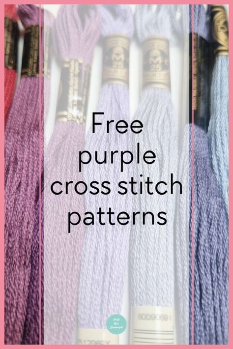 Cross Stitch Patterns Free Printable Charts, Beginner Cross Stitch Patterns Free, Purple Cross Stitch, Cross Stitch Patterns Free Printable, Free Cross Stitch Patterns, Watercolor Hydrangea, Purple Cross, Cross Stitch Freebies, Simple Butterfly