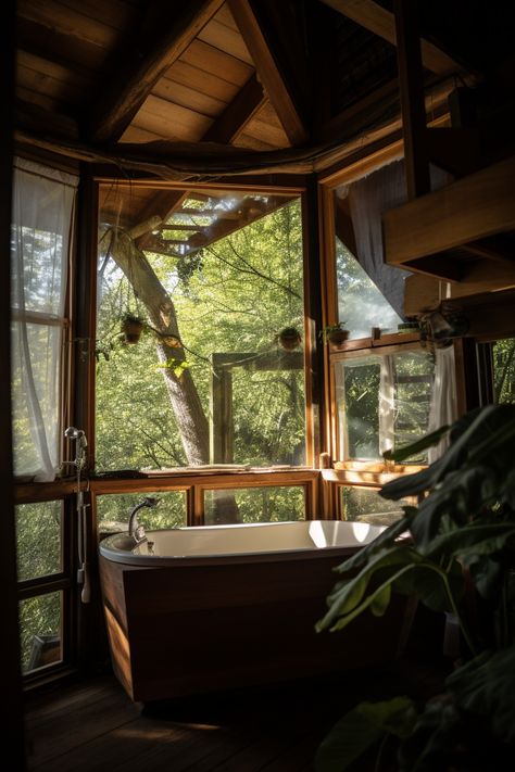 Rainforest Cabin, Tree House Bathroom, Bohemian Cabin, Norwegian Cabin, 1970s Summer, Dream House Aesthetic, Forest Home, Interior Design Presentation, Dream House Rooms