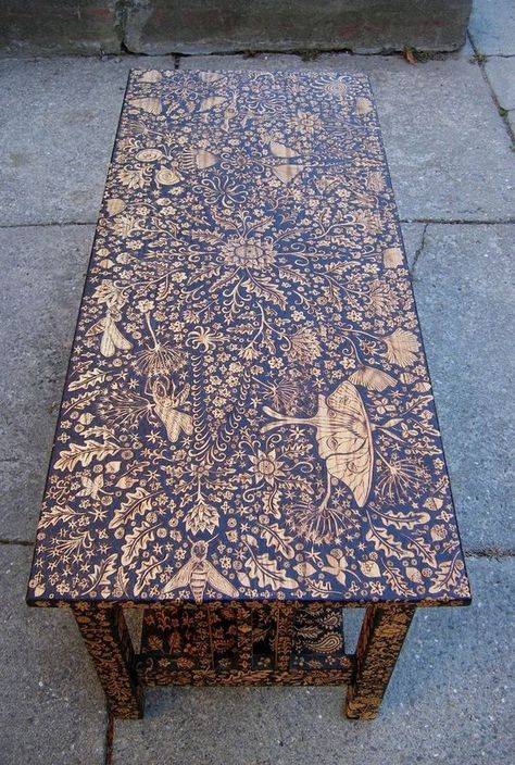 Burnt Coffee Table, Wood Burning Pen, Wooden Objects, Wood Burn Designs, Burnt Coffee, Custom Coffee Table, Wood Burning Crafts, Wood Burning Patterns, Wood Burning Art