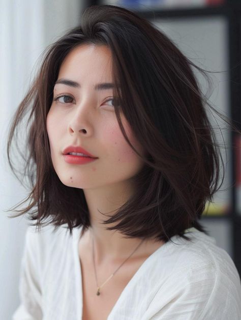 Lob Asian Hair, Asian Long Bob, Asian Lob Haircut, Asian Lob, Hair Chop, Long Asymmetrical Bob, Long Face Haircuts, Bob Haircut Curly, Layered Bob Haircuts