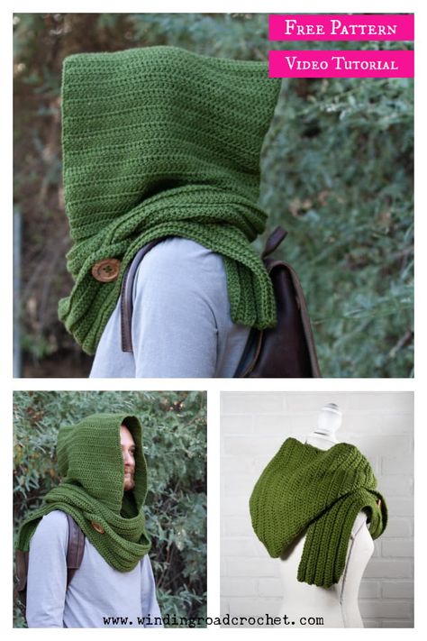 Crochet Hooded Scarf Pattern, Hooded Scarf Pattern, Crochet Hooded Scarf, Hoodie Scarf, Crochet Hoodie, Pocket Scarves, Crocheted Hats, Winter Mittens, Kawaii Crochet