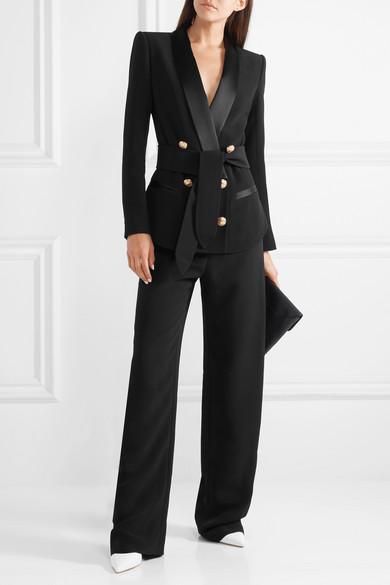 Business Formal Outfit, Crepe Blazer, Tuxedo Style, Woman Suit Fashion, Formal Outfits, Business Formal, Business Outfit, Formal Outfit, Black Suits