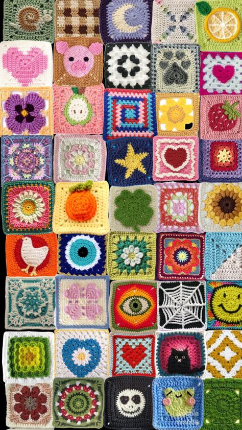 Aesthetic Cottagecore Wallpaper, Hobby Aesthetic, Granny Squares Crochet, Cottagecore Wallpaper, Squares Crochet, Square Collage, Granny Square Crochet Patterns Free, Beginner Crochet Tutorial, Aesthetic Cottagecore