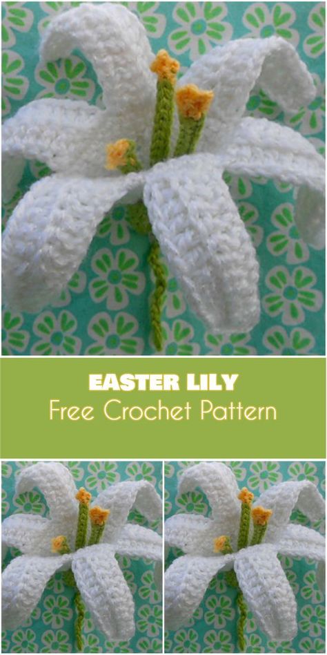 Easter Lily. Symbol of Hope [Free Crochet Pattern . November Lily Crochet Flower Free Pattern. Crochet Flower Free Pattern, Lily Symbol, Crochet Puff Flower, Symbol Of Hope, Crochet Easter, Lily Pattern, Confection Au Crochet, Crochet Flowers Free Pattern, Easter Lily