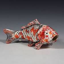 Koi Painting, Clay Fish, Poppy Fields, Carpe Koi, Ceramic Products, Pottery Handbuilding, Garden Pottery, Fish Sculpture, Raku Pottery