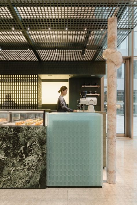 Nodi Cafe / Office AIO | ArchDaily Cafe Service Counter, Commercial Interior Architecture, Cafe Bar Design, Architecture Restaurant, Public Architecture, Kiosk Design, Coffee Shops Interior, Hotel Cafe, Landscape And Urbanism