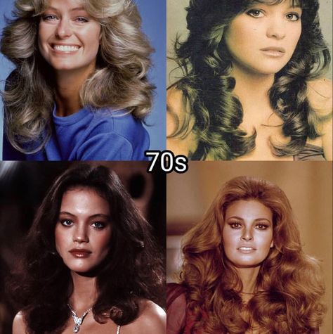 1970s Aesthetic Hairstyles, Vintage 70s Hairstyles, 70s Office Hairstyles, 70s Voluminous Hair, 70s Hairstyles And Makeup, 60 70 Hairstyles, 1970s Hairstyles Curly Hair, 70s Prom Hairstyles, 70s Hair No Bangs