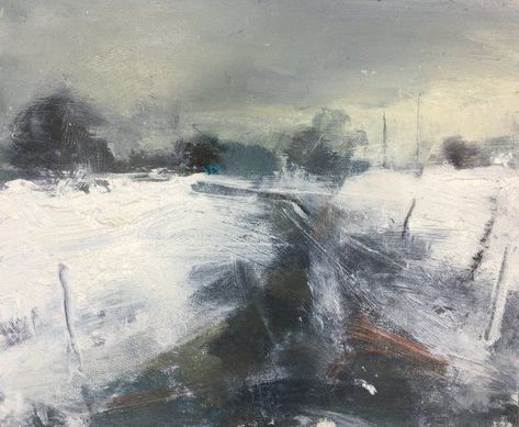 Hannah Woodman, Snow Paintings, Winter Paintings, Emotional Painting, Winter Landscape Painting, Contemporary Landscape Painting, Painting Snow, Winter Painting, Landscape Artwork