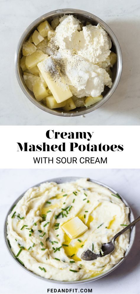 Creamy Mashed Potatoes Recipe with Sour Cream Mashed Potatoes Recipe Sour Cream, Mashed Potatoes Recipe Cream Cheese, Mashed Potatoes With Sour Cream, Potatoes With Sour Cream, Sour Cream Mashed Potatoes, Recipe With Sour Cream, Cream Cheese Mashed Potatoes, Creamy Mashed Potatoes Recipe, Cream Cheese Potatoes