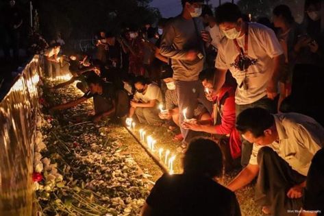 A candlelight vigil was held at the Peace Stadium in Thanlyin Township around 6:30 last night for the heroes of the Spring Revolution. R2P FOR MYANMAR #WhatsHappeningInMyanmar #Mar7Coup Thanlyin, Candlelight Vigil, Candle Light Vigil, The Peace, Myanmar, Last Night, Hold On, Concert, Quick Saves