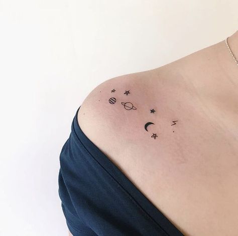 Shine Tattoo, Tato Minimal, Small Girly Tattoos, Planet Tattoos, Star Tattoo Designs, Small Hand Tattoos, Discreet Tattoos, Girly Tattoos, Subtle Tattoos