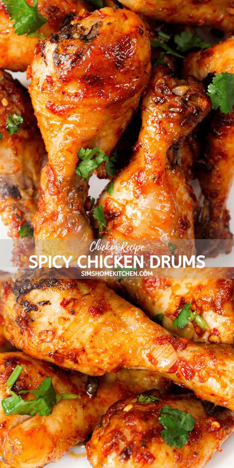 Spicy Chicken Leg Recipes, Chicken Drumstick Recipes Oven, Chicken Drumstick Marinade, Chicken Drumsticks Oven, Spicy Chicken Drumsticks, Sims Home, Christmas Food Ideas, Spicy Baked Chicken, Baked Chicken Drumsticks