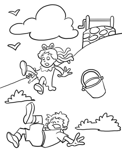 here are some “Jack and Jill” themed coloring pages that will make your preschooler fall in love with this rhyme. Nursery Rhymes Preschool Crafts, Rhyme Activities, Rhyming Preschool, Nursery Rhyme Crafts, 5 Little Monkeys, Monkey Coloring Pages, Nursery Rhymes Preschool, Nursery Rhyme Theme, Nursery Rhymes Activities