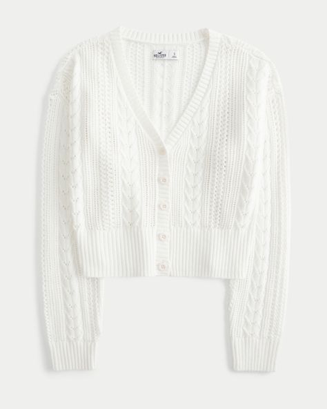 Women's Easy Open-Stitch Cardigan | Women's Tops | HollisterCo.com Hollister Cardigan, Teen Clothing, Cozy Cardigan, White Cardigan, Hollister Tops, Women's Tops, Clothing For Women, Dream Wardrobe, Outfits For Teens