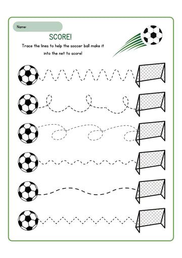 Sport Worksheets For Preschool, Soccer Activities For Preschool, Exercise Activities For Preschool, Sports Preschool Activities, Sports Worksheets For Kids, Soccer Math, Sport Themed Crafts, Trace The Lines, Printable Activity Sheets