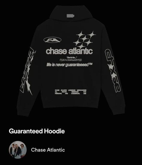 Chase Atlantic Hoodie, Chase Atlantic Clothes, Chase Atlantic Merch, Arctic Monkeys Shirt, Spotify Design, Music Poster Ideas, Chase Atlantic, Hoodie Aesthetic, Atlantic Records