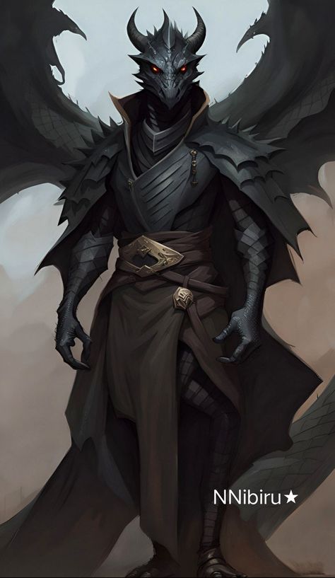 Black Dragonborn Dnd Male, D&d Dragonborn, Black Dragonborn, Humanoid Dragon, Crimson Dawn, Dnd Dragonborn, Female Gnome, Dragon Born, Adventure Party