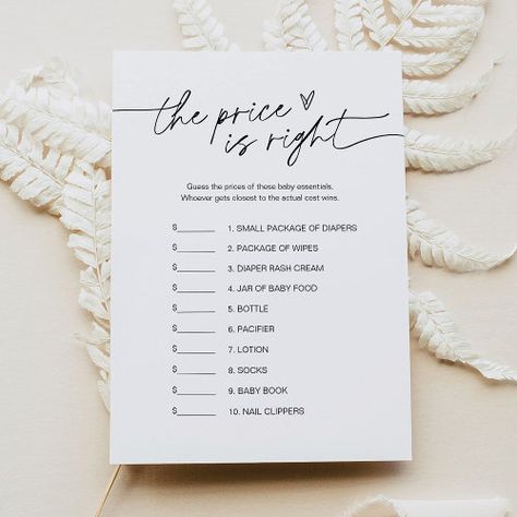 EVERLEIGH Guess the Price Baby Shower Game Card for $2.98 - Baby Shower Gender Baby Shower Game Cards, Cake Bridal, Bridal Games, Gender Neutral Baby Shower Invitations, Celebrity Baby Names, Whats In Your Purse, Baby Facts, Bridal Shower Game, Celebrity Babies