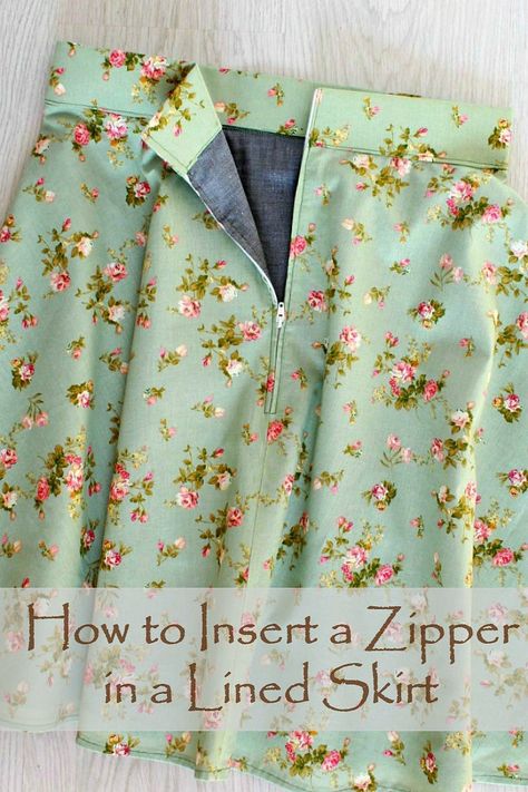 HOW TO SEW A ZIPPER INTO A LINED SKIRT - Lining adds body and volume to a skirt or dress but it can get tricky when it involves adding a zipper. Here’s how to sew a zipper into a lined skirt the easy way. Sew A Zipper, Sew Tips, Sew Zipper, Diy Skirt, Punk Art, Rave Outfit, Leftover Fabric, Sewing Skirts, Sewing Projects For Beginners