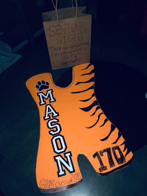 #tigers #wrestling #senior #sports Senior Night Wrestling, Wrestling Mat, Senior Night Posters, Wrestling Posters, Locker Decorations, Wrestling Singlet, Senior Night, Drink Sleeves, Tigers