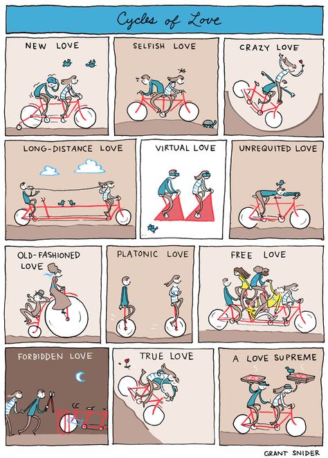 Happy Valentine's Day! May all your relationships roll gently downhill.   My book The Shape of Ideas  is now available for pre-order . I ... Hike Stickers, Graphic Essay, Incidental Comics, Grant Snider, Slack Wyrm, A Love Supreme, Life Comics, Love Poster, Night Terror