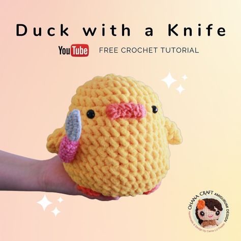 Duck With Knife Crochet Pattern, Cute Crochet Patterns For Beginners, Duck With Knife Crochet Pattern Free, Crochet Fun Patterns, Tutorial For Crochet, Crochet Swinging Duck Free Pattern, Crochet Patterns Youtube, Crochet Ducks Free Pattern, Free Pattern Crochet Animals