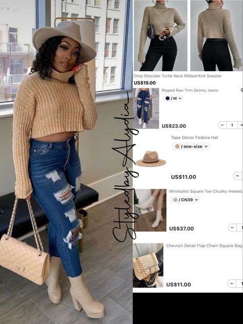 Fall Date Night Outfit Shein, Winter Outfits Blackgirl Shein, Shein Fall Outfits Black Women, Fall Shein Outfit Ideas, Winter Outfits For Black Women, Fall Shein Outfits, Shein Outfits Fall 2023 Baddie, Winter Shein Outfits, Shein Outfits Black Women