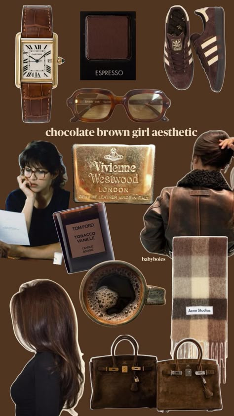 #brown #aesthetic #chocolatebrown #hermes #tomford #chocolatehair Black Swan Movie, Mocha Girls, Brown Girl Aesthetic, Vision Collage, Brunette Aesthetic, Autumn Instagram, Chocolate Girls, Color Vibe, Coffee Girl