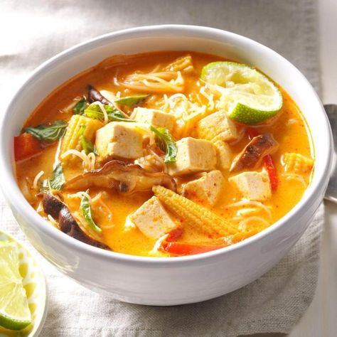 30 Delicious Soup Recipes Ready in 30 Minutes | Taste of Home Thai Soup Recipes, Thai Curry Soup, Curry Soup Recipes, Quick Soup Recipes, Quick Soup, Thai Soup, Curry Soup, Turkey Soup, Asian Inspired Recipes