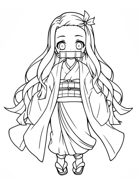 Nezuko - Lol Coloring Pages Anime Drawing Nezuko, Nezuko Coloring Page, Nezuko Full Form, Nezuko Drawing, Nezuko Demon Slayer, Lol Coloring Pages, Lol Coloring, Chibi Coloring Pages, Art Coloring Pages