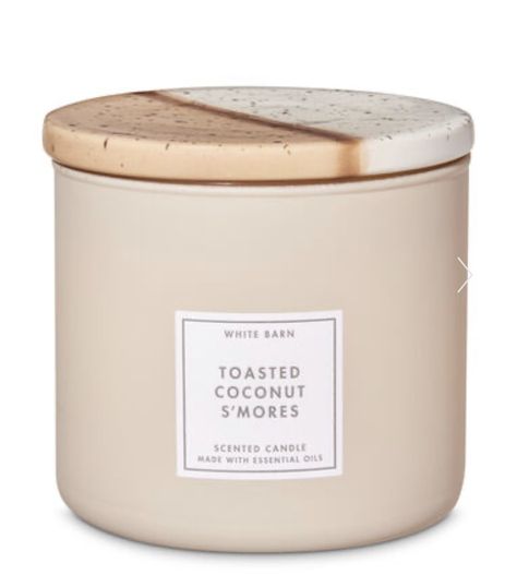 Toasted Coconut S’mores 3-Wick Candle. Coconut Candles, Coconut Scented Products, Smores Candle, Coconut Candle Aesthetic, Soy Coconut Candles, Candles Coconut, Cocnut Candle, White Barn Candle, Room Wishlist