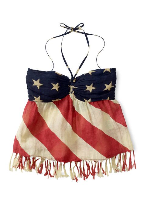 Ralph Lauren American flag halter Americana Cottage, Flag Outfit, Patriotic Party, 4th Of July Outfits, Halter Tops, Red White Blue, Teen Fashion, Fourth Of July, Look Fashion