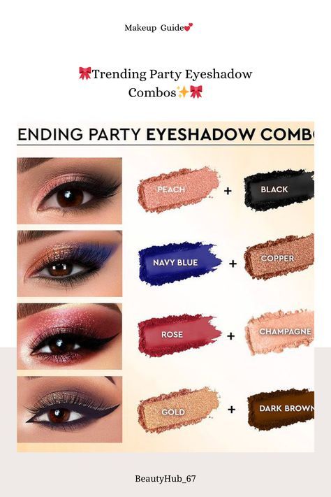 #classy women tips nd makeuo eyeshadow lipstic tips Eyeshadow Color Combinations, Eyeshadow Combos, Different Eyeliner, Party Eyeshadow, Makeup Routine Guide, Eyeshadow Guide, Powder Eyeliner, Natural Eye Makeup Tutorial, Powdered Eyeliner