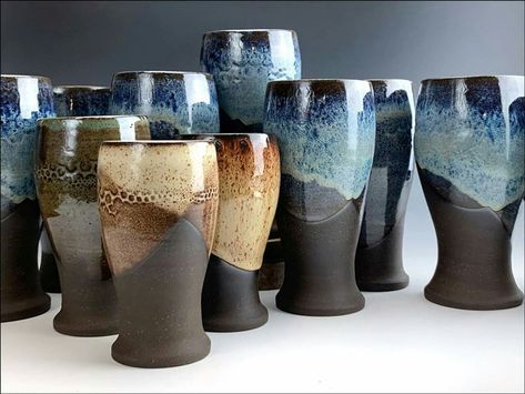 Ombre Denim, Ceramics Pottery Mugs, Pint Of Beer, Brown Clay, Pottery Workshop, Pottery Handbuilding, Clay Mugs, Functional Pottery, Pottery Cups