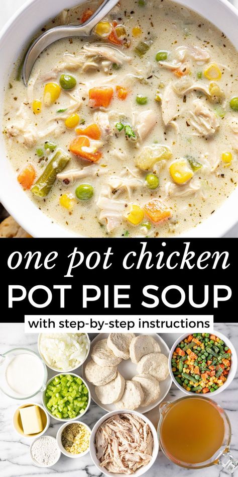 Chicken Pot Pie Soup Recipe Easy, Easy Chicken Pot Pie Soup, Soup Recipes With Chicken, Chicken Pot Pie Soup Recipe, Pot Pie Soup Recipe, Creamy Chicken Pot Pie, Soup For Dinner, Chicken Pot Pie Soup, Pot Pie Soup