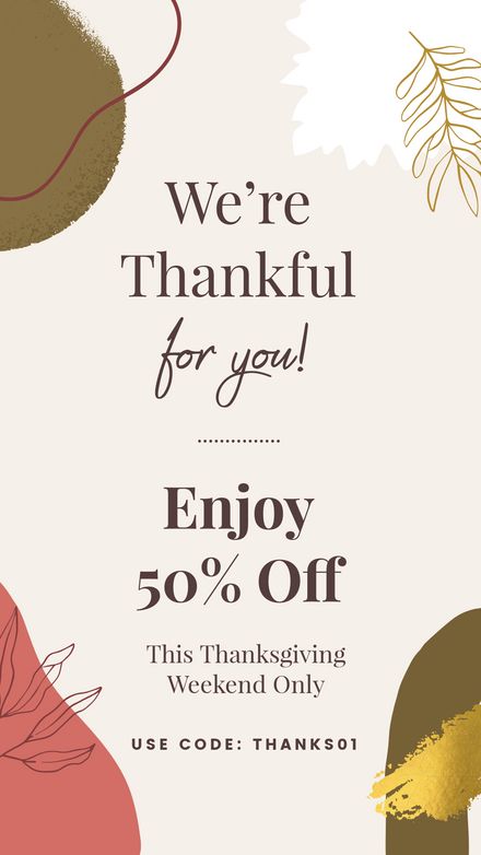 Thanksgiving Ig Story Template, Thanksgiving Promotion Ideas, Thanksgiving Email Marketing, Thanksgiving Email Design, Banner Cosmetic, Thanksgiving Email, Sale Story, Create Instagram Stories, November Sale