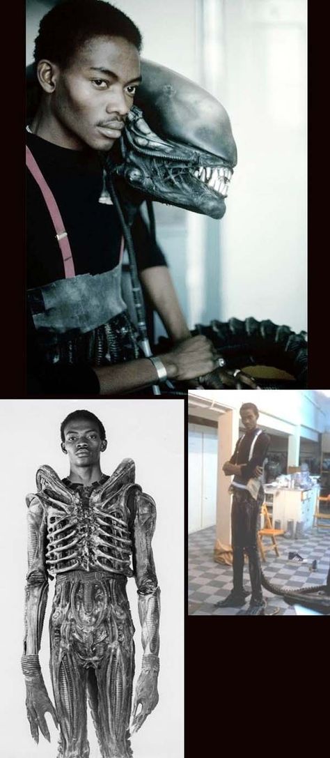 Bolaji Badejo, the 7’2″ (218 cm) actor  who played the title role in the movie Alien in 1979. Giger Alien, Photos Rares, H.r. Giger, Fritz Lang, Aliens Movie, I Love Cinema, Alien Vs Predator, James Cameron, Movies And Series